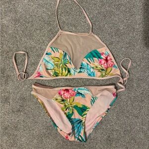 Francesca's Collections Pink Tropical Floral Bikini